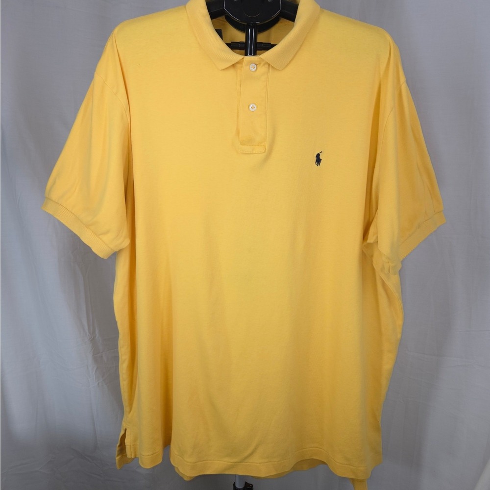 Polo Ralph Lauren Mens XXL Yellow Short Sleeve Polo Shirt Vintage Made in USA